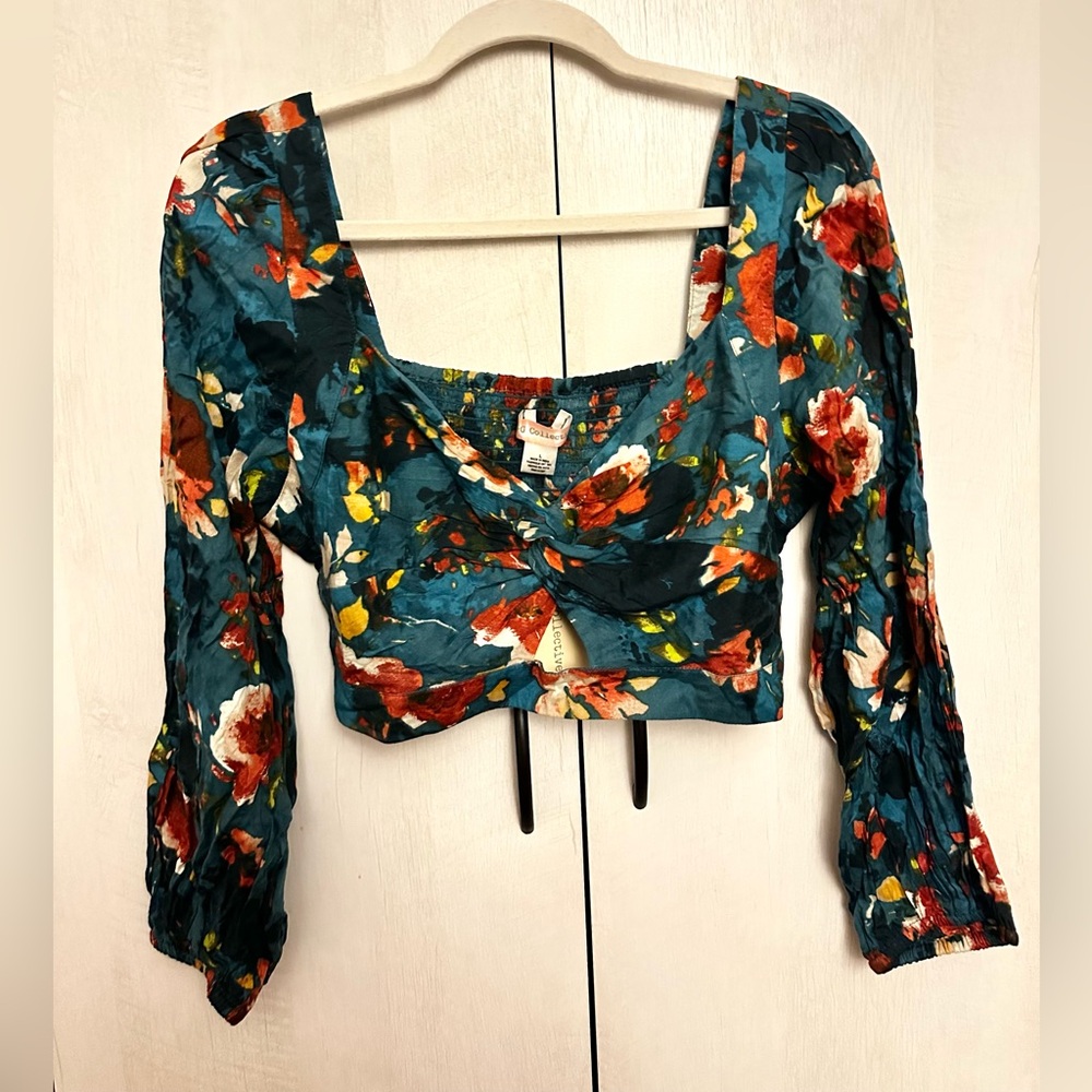 BOG collective blue floral blouse
